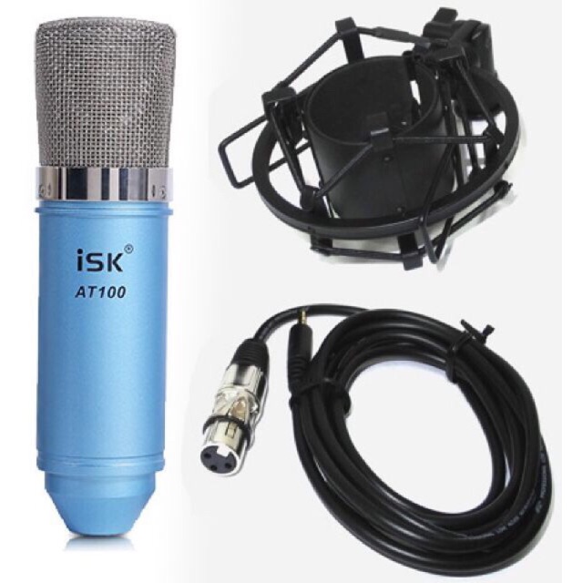 Combo Mic ISK100, soundcard XOX K10, màng lọc âm, dây Ma2, kẹp chân mic