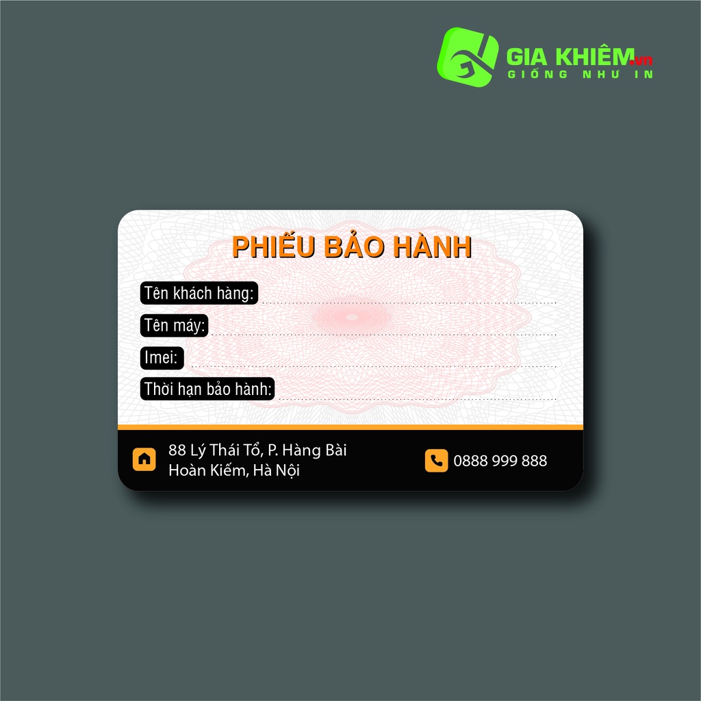 In thẻ bảo hành