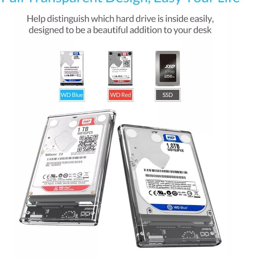 Hộp Đựng Ổ Cứng Ngoài Hdd / Ssd Trong Suốt 2.5 "Usb 3.0 Sata | BigBuy360 - bigbuy360.vn