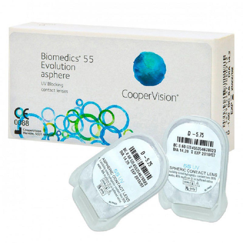 Kính áp tròng không màu Biomedics 55 UV Mỹ có độ (1.00 - 10.00)