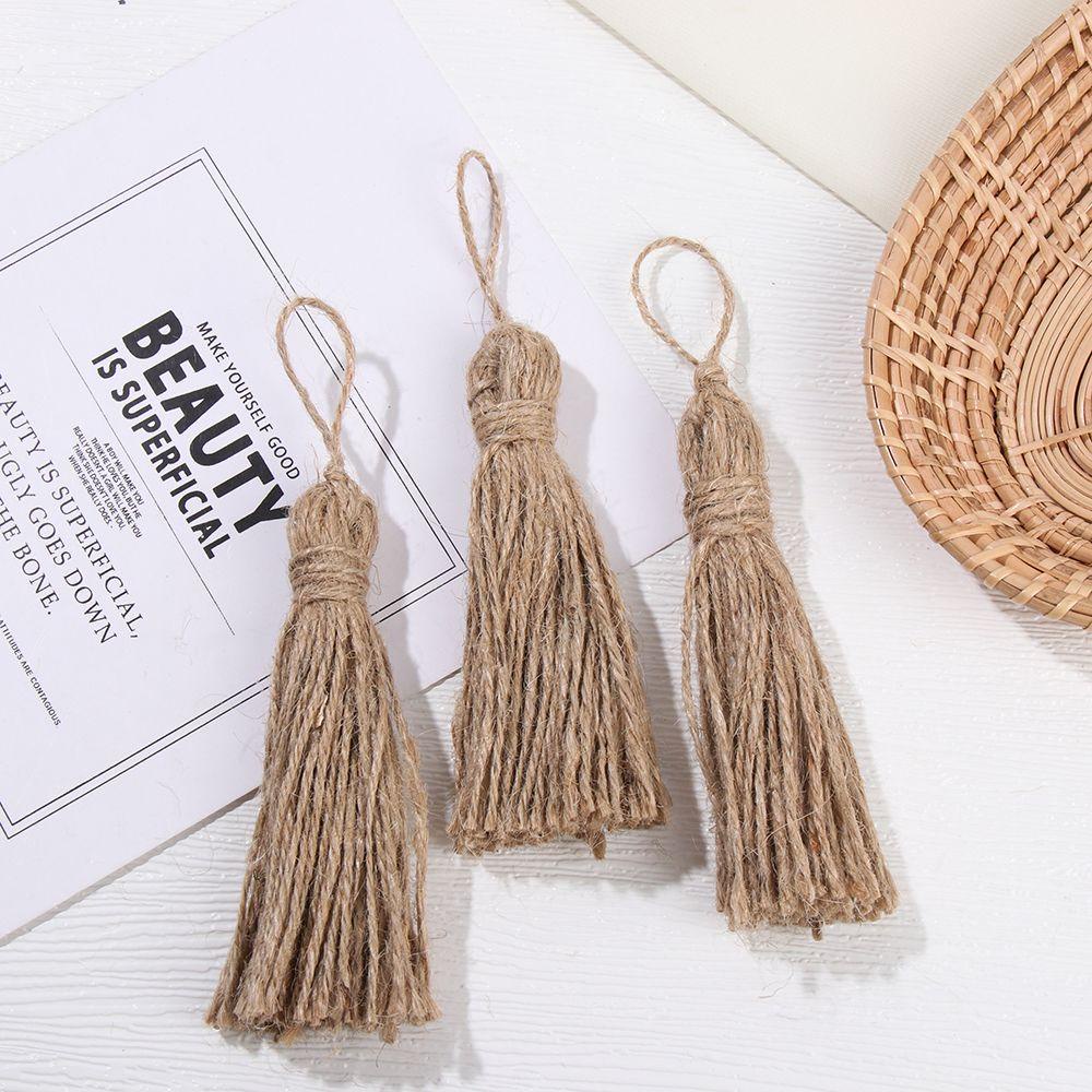 Bộ 4 Dây Tua Rua Bằng Sợi Đay Tự Nhiên Dùng Trang Trí Vòng Hoa DIY