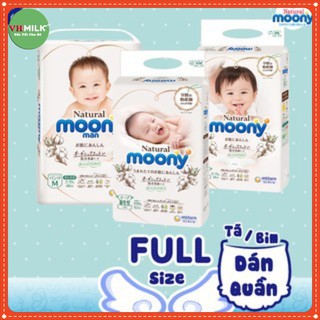 Bỉm MOONY NATURAL Nội Địa Nhật Dán/Quần đủ size NB63/S58/M48/L36/XL32