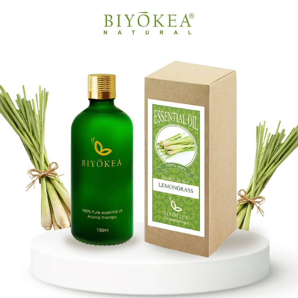 Tinh Dầu Sả Chanh Xông Phòng Thư Giãn, Khử Mùi, Đuổi Muỗi Biyokea 10/50/100ml