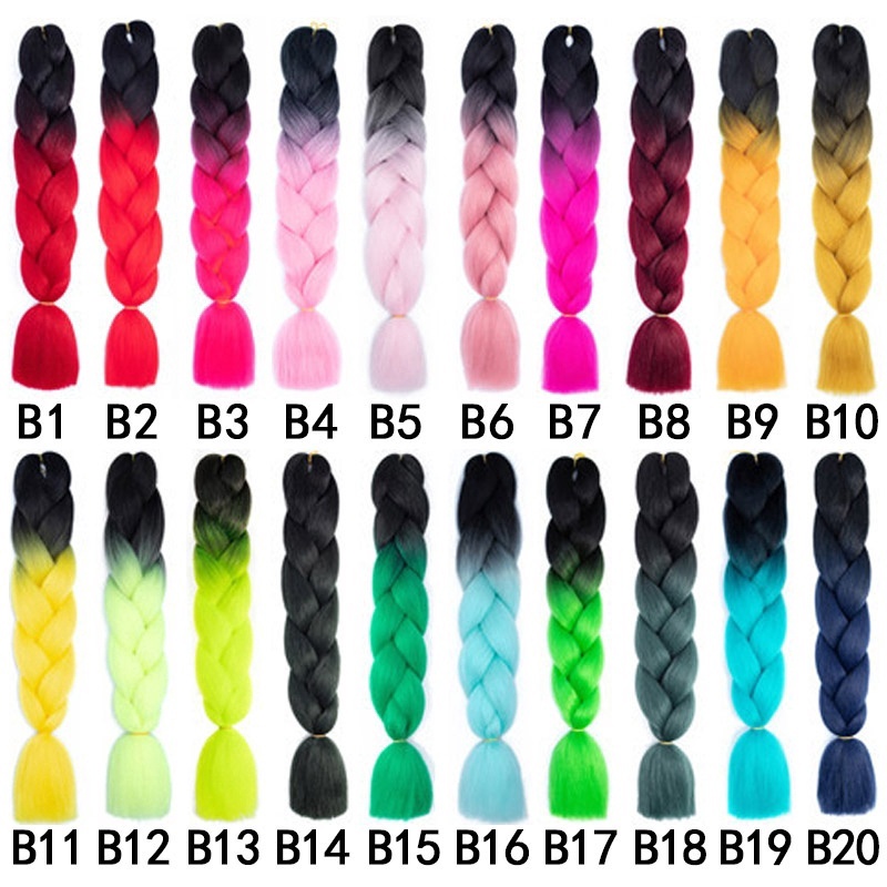 Bím Tóc Giả Thắt Bím Nhiều Màu Sắc 24 "Jumbo 100g