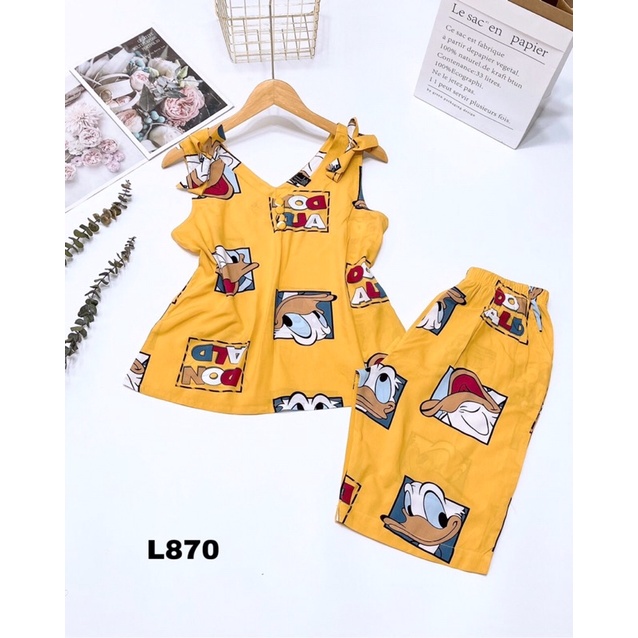 Bộ Lanh Lửng Cổ Tim Nơ Vai VNXK