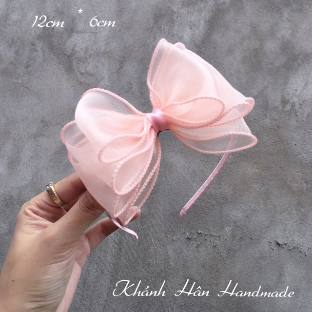 Cài tóc nơ hồng cam size 12cm * 6cm cho bé gái ( ảnh thật )