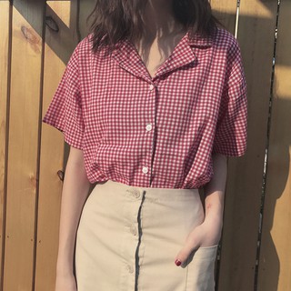 Áo Sơ Mi Nữ Vintage Cổ Đức Kẻ Caro