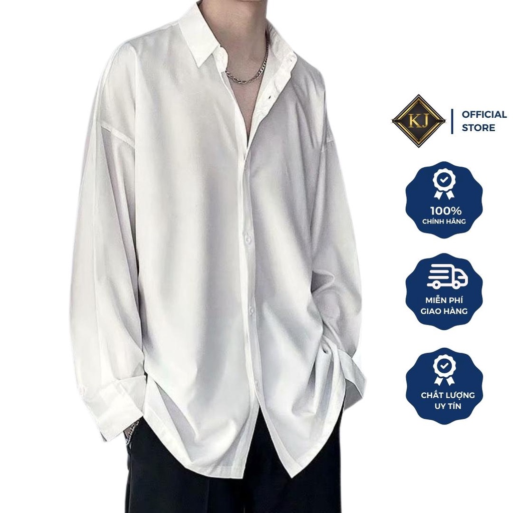 Áo sơ mi nam nữ dài tay unisex sơ mi form rộng vải lụa thái chống bai xù  JK.STORE