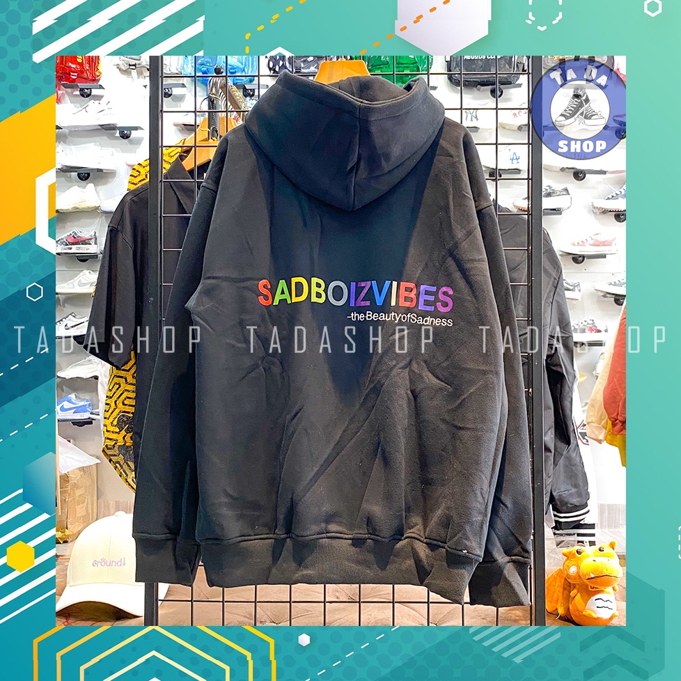 Áo hoodie đen oversize Nam Nữ SADBOIZ 7 màu ảnh thật