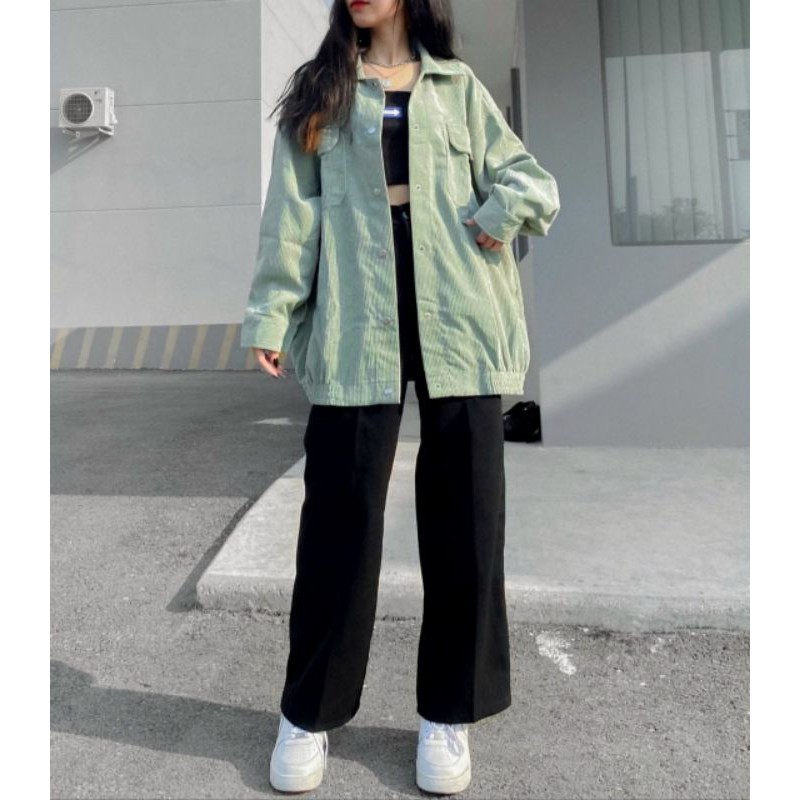 Áo Khoác Nhung Gân JONEY Form Rộng Tay Dài Unisex Ulzzang (Ảnh Thật)