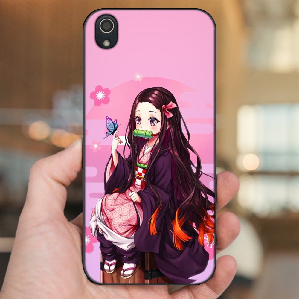 Ốp lưng Vivo Y91c viền đen in hình Nezuko Kimetsu no Yaiba