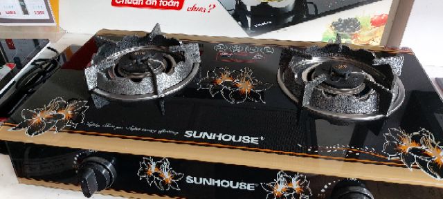Bếp Ga Kính Cao Cấp Kiềng Gang SUNHOUSE.Tiết Kiệm GAS