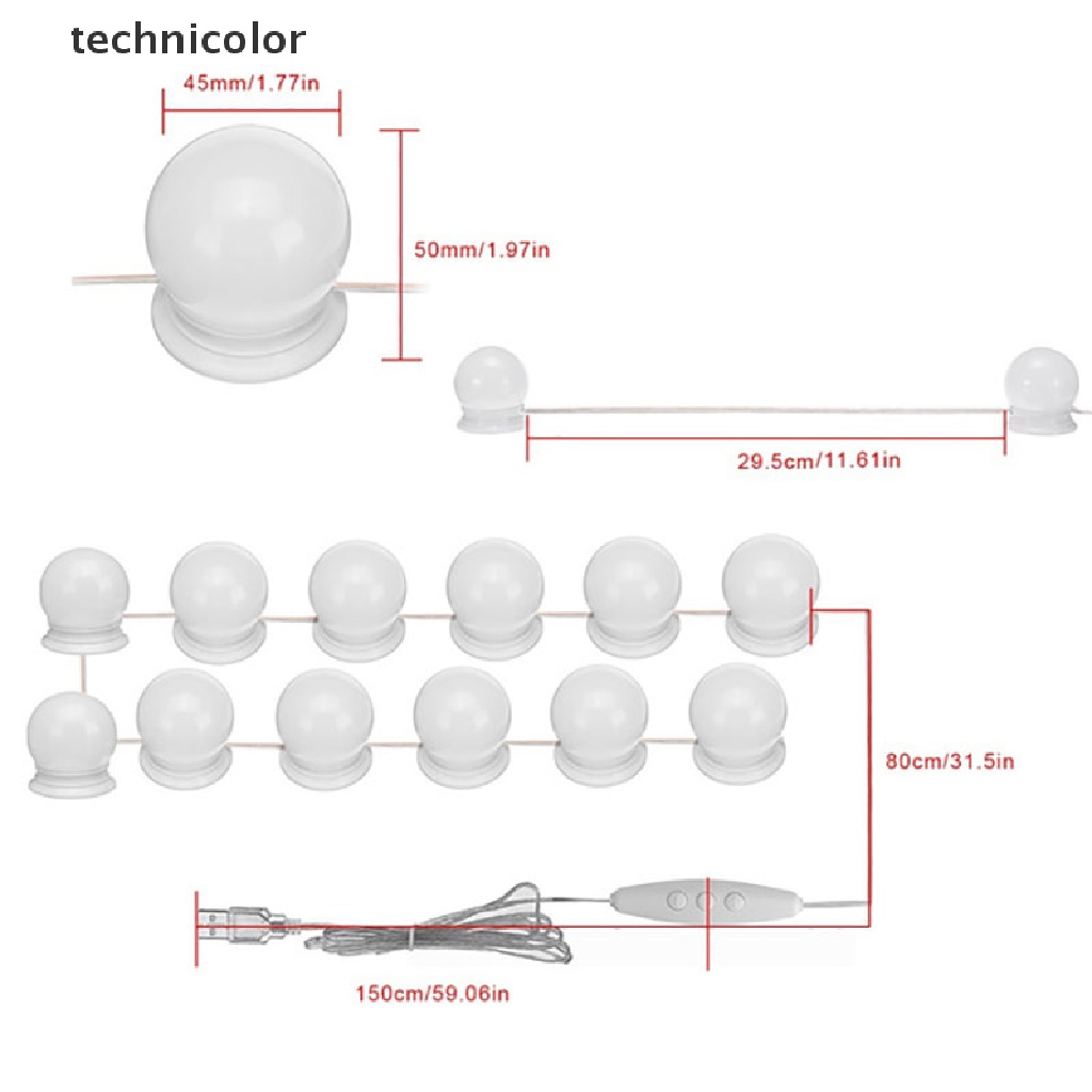 Bộ Bóng Đèn LED Gắn Gương Trang Điểm Phong Cách Hollywood