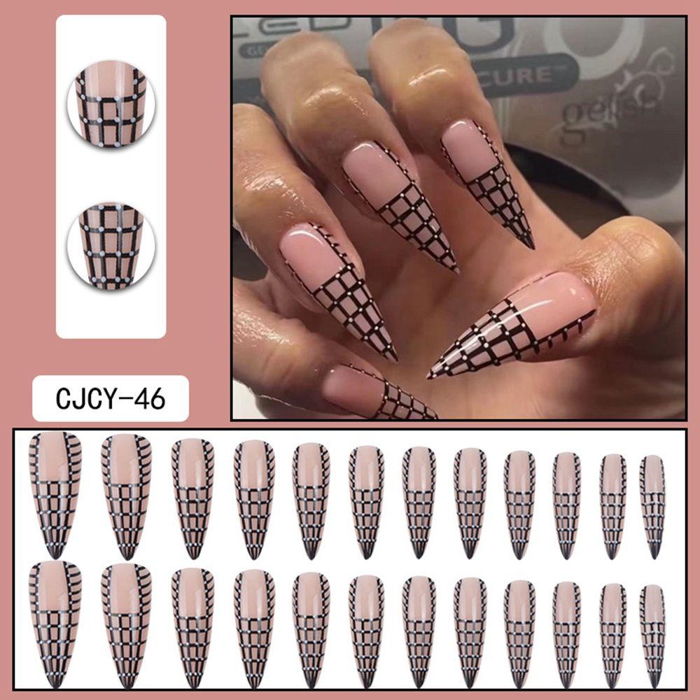 NIUYOU Hộp 24 Móng Tay Giả Che Phủ Toàn Diện Phong Cách Pháp