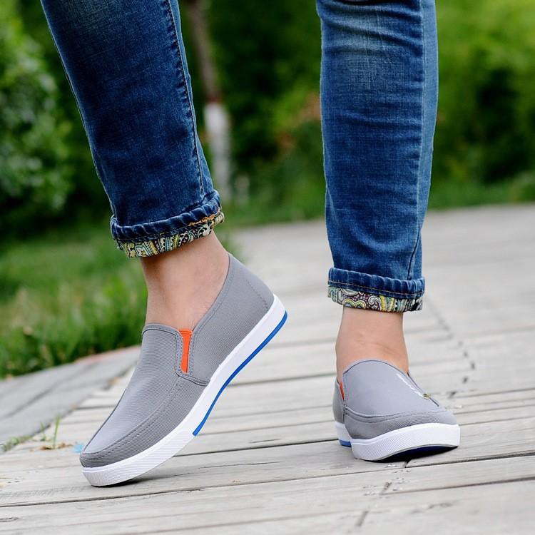 Gò vấp-Giày lười sneaker cách tân không dây MÀU XÁM - Giày vải thời trang cao cấp nam/nữ