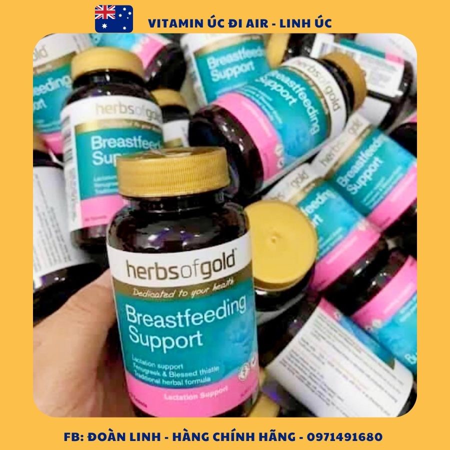 Viên Lợi sữa Úc Herbs Of Gold Breastfeeding Support 60 viên, Hàng Chuẩn Úc Đi Air