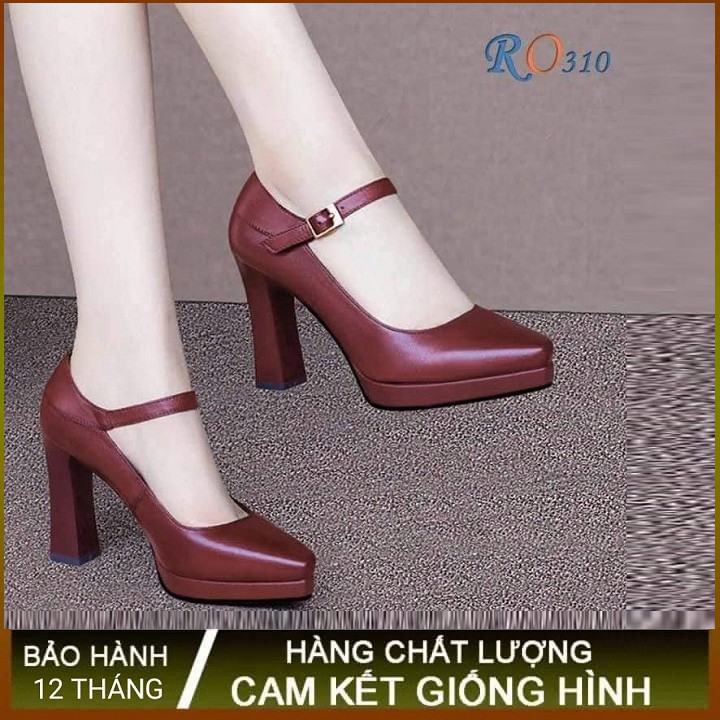 Giày sandal nữ cao gót 8p hàng hiệu rosata hai màu đen đỏ ro310