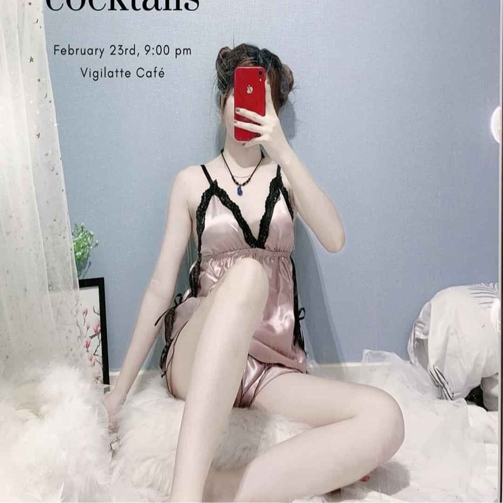 [KÈM ẢNH VIDEO THẬT] [Freesize 38-55kg] Đồ ngủ sexy nữ💫 Đồ ngủ hai dây phối ren chất lụa phi hai dây chất mịn quyến rũ
