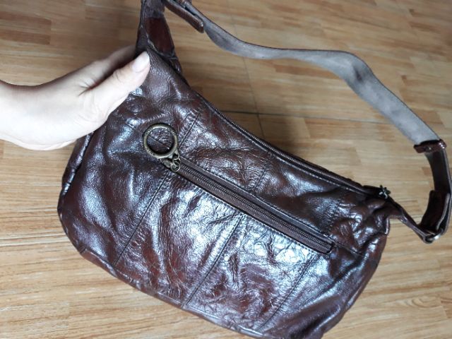 Túi đeo vai da thật đan