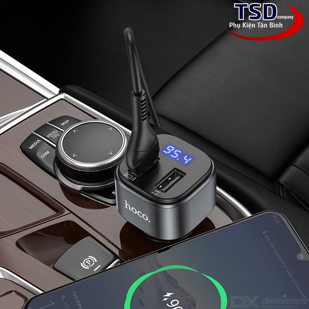 Tẩu Sạc Xe Hơi Đa Năng Hoco E67 Chính Hãng ( Sạc Nhanh 18W, Bluetooth 5.0, USB, FM )