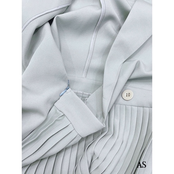 ⚡️BÁN SỈ⚡️VÁY dập ly cổ vest kèm đai 2 màu xanh và be | BigBuy360 - bigbuy360.vn