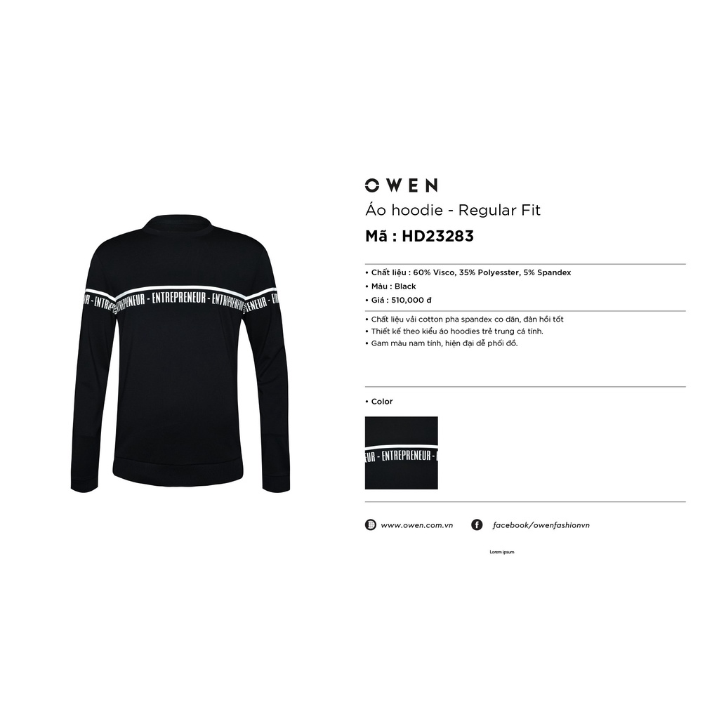 Áo Thu Đông Nam Thun Dài Tay Cao Cấp OWEN HD23283 Cổ Tròn Tay Và Gấu Áo Suông Thoải Mái Màu Đen In Chữ Trắng Chất Visco | BigBuy360 - bigbuy360.vn