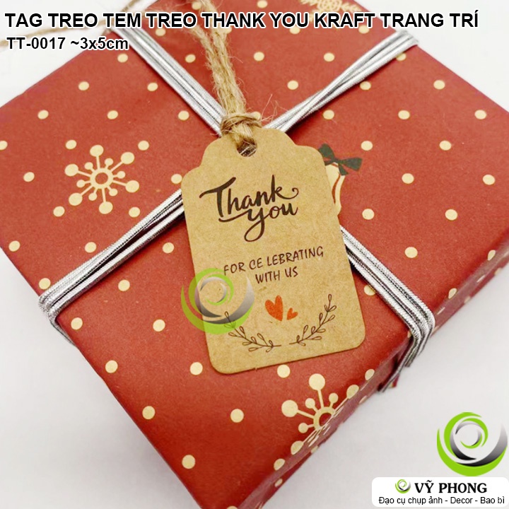 SET 50 NHÃN TEM TREO TAG TREO IN CHỮ THANK YOU GIẤY KRAFT / TRẮNG TRANG TRÍ ĐÓNG GÓI HỘP QUÀ HỘP ĐỰNG BÁNH KẸO TT-0017