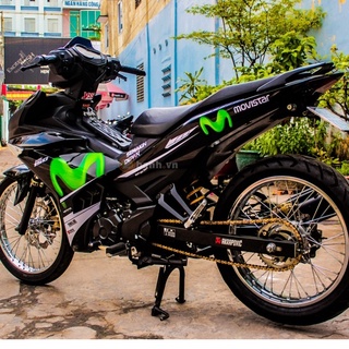 Tem Rời Exciter 150 Movistar Dán Xe Đen Phối Tem Xanh Lá