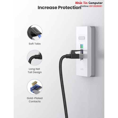 Cáp mạng Cat8 đúc sẵn bọc dù Ugreen cao cấp