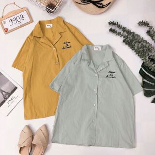 Miti_store_ áo sơ mi cổ vest thêu chử !!!!