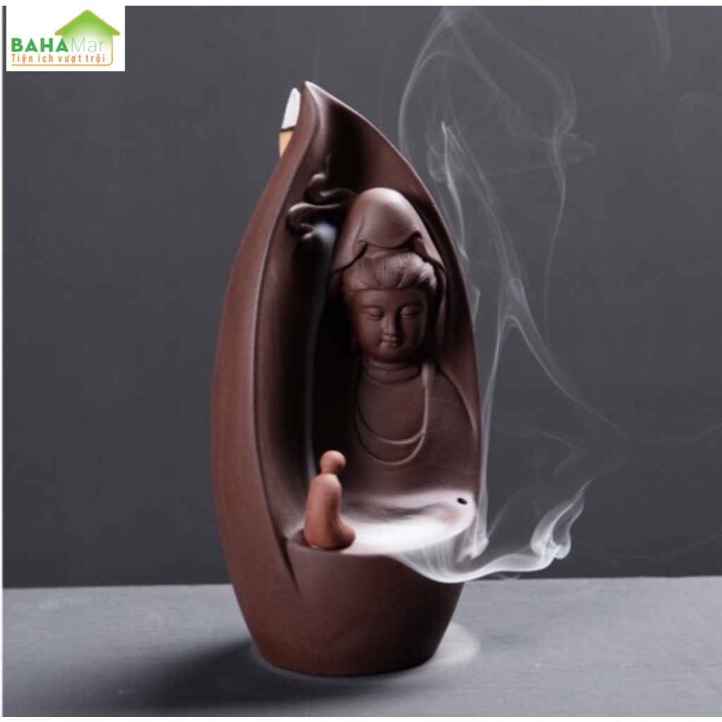 THÁC KHÓI TRẦM HƯƠNG CHẢY NGƯỢC PHẬT BÀ QUAN ÂM BỒ TÁT HIỂN LINH "BAHAMAR" Sáng tạo vẻ đẹp với phong cách điêu khắc,