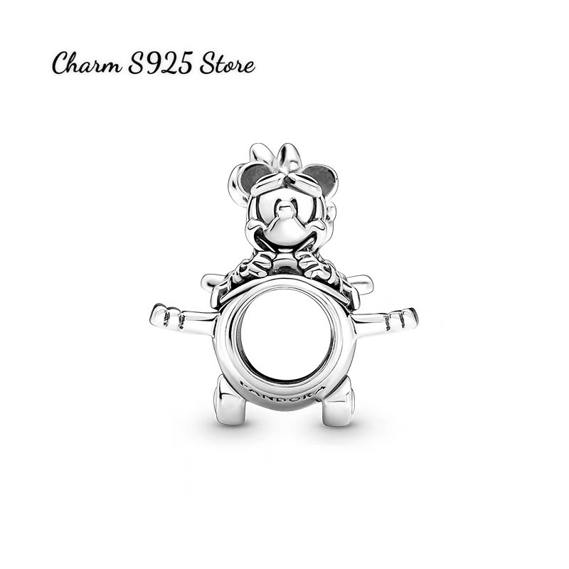 CHARM PAN ALE CẶP ĐÔI CHUỘT MICKEY NGỒI MÁY BAY BẠC S925 HÀNG CAO CẤP