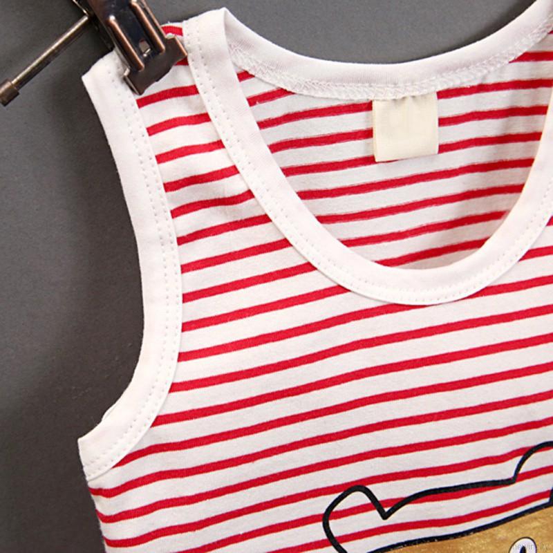 Set áo ba lỗ sọc ngang phối quần short mặc hè xinh xắn cho bé