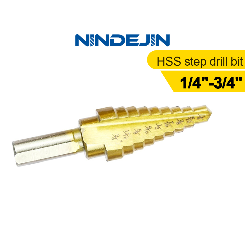 NINDEJIN BITS 1 Mũi Khoan Bước Hình Nón 1 / 4 "đến 3 / 4" Hss Phủ Titan Cho Chế Tác Gỗ Kim Loại Nhựa