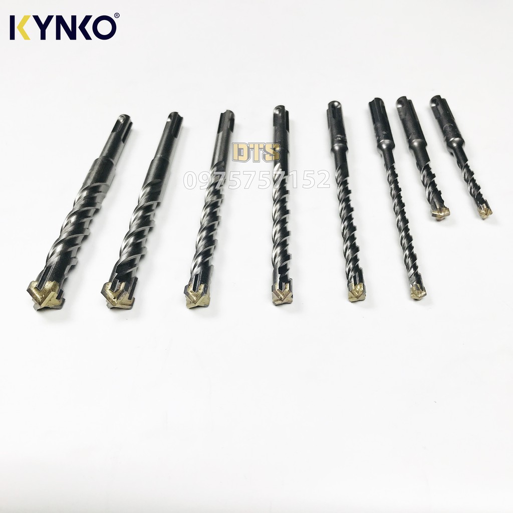 Mũi khoan bê tông công nghiệp đầu chữ thập chân gài SDS Plus KYNKO, thép HSS độ cứng cao, đầu khoan định tâm chống rung