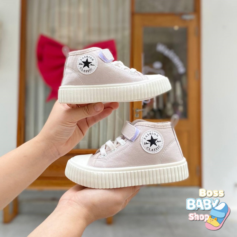 Giày Thể Thao Cao Cổ Canvas Cho Bé Trai Bé Gái Từ 1 Đến 7 Tuổi Phong Cách Thời Trang