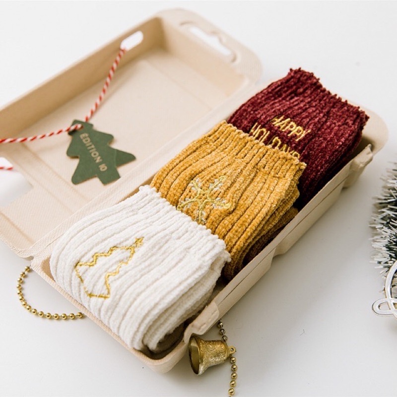 Set vớ, Hộp tất Noel quà tặng giáng sinh len nhung cao cấp làm quà tặng sinh nhật, giữ nhiệt
