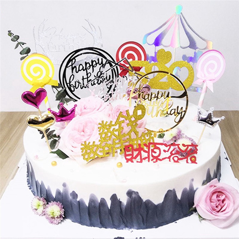 Que Chữ Happy Birthday Trang Trí Bánh 10.5cm X 16.5 cm