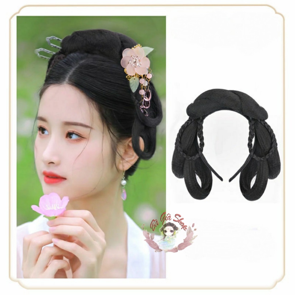 Set búi tóc giả búi cài tóc giả cổ trang tiện lợi
