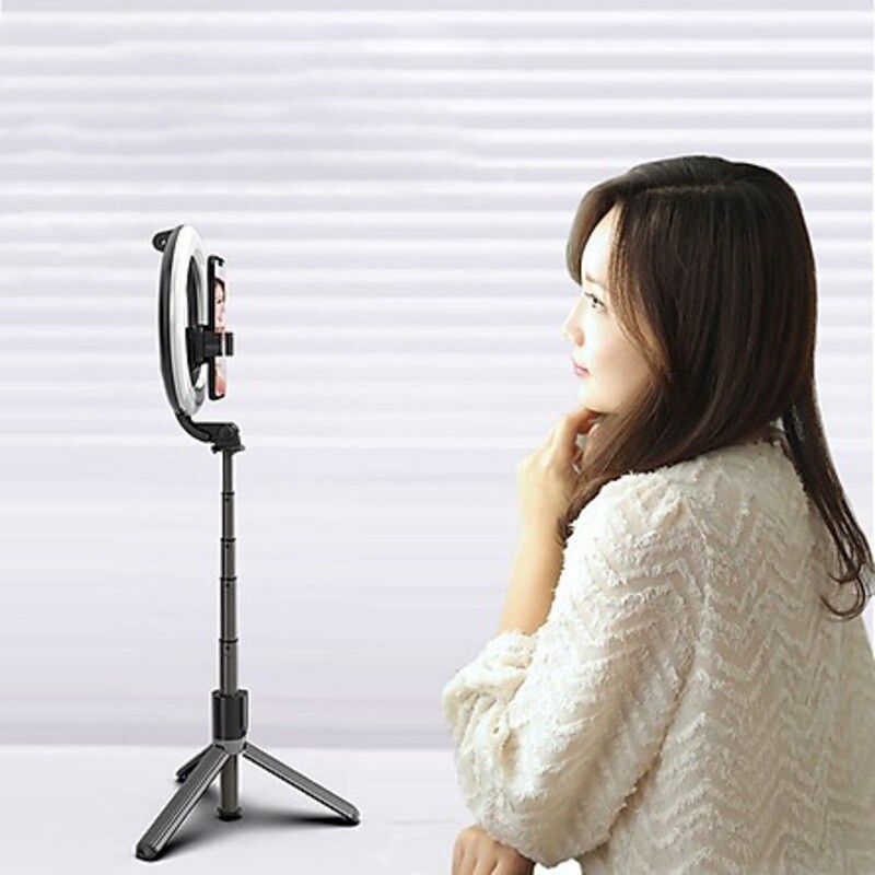 Chân Đỡ Điện Thoại L07 Có Đèn Vòng Livestream, Phụ Kiện Gậy 3 Chân Giữ Cân Bằng