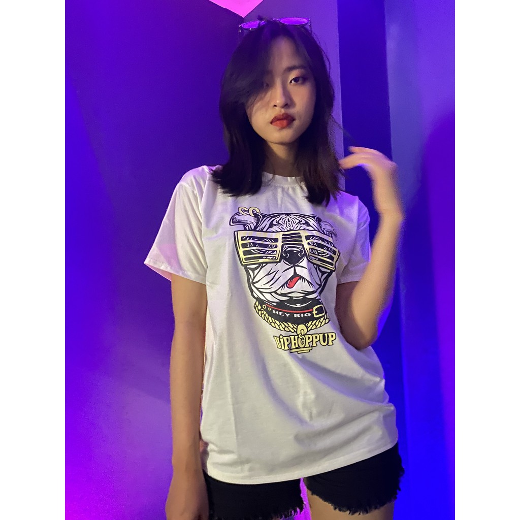 Áo phông tay lỡ nữ chó Bull đeo kính cực chất freesize chất cotton thoáng mát - May22 | BigBuy360 - bigbuy360.vn