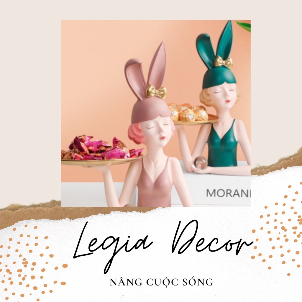 Tượng cô gái tiện lợi để chìa khoá,Trang trí phòng khách đẹp, Khay bánh kẹo phong cách hiện đại
