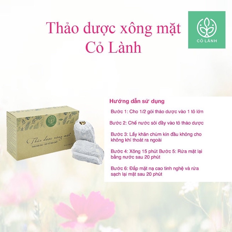 Hoa thảo dược xông mặt Cỏ Lành - 6 gói lớn dùng cho da mặt làm sạch sâu cho da, ngừa mụn