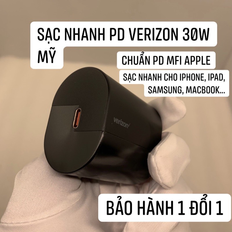 Củ Sạc-Cốc Sạc Nhanh Verizon PD 30W Chính Hãng
