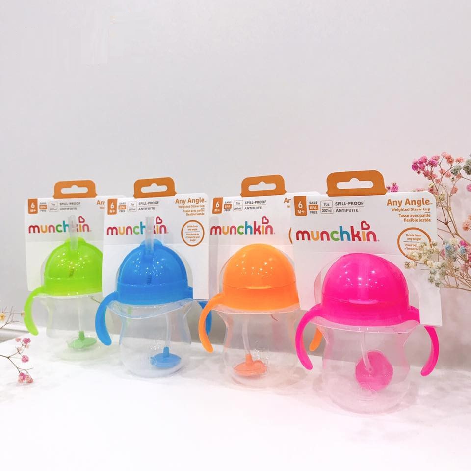 Cốc tập uống mọi tư thế Munchkin có ống hút silicone kèm chổi cọ MK24188