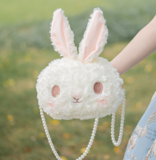 Túi đeo thiết kế hình thỏ lông có khóa kéo dễ thương dành cho nữ