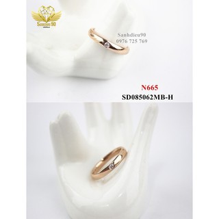 Nhẫn titan nữ trơn 1 đá giữa