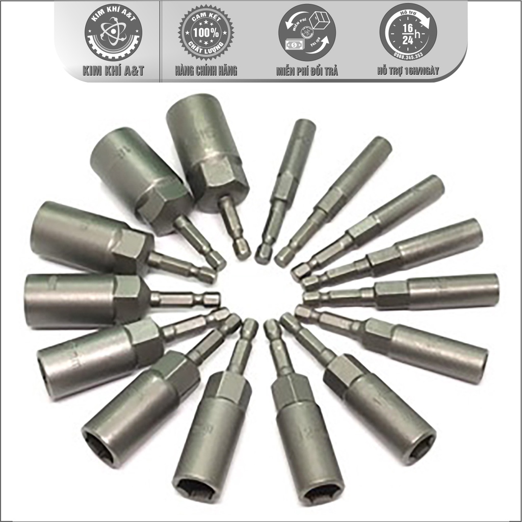 Đầu chụp BuLong 80mm chân lục giác cho khoan pin và khoan điện sâu lòng - Đủ kích thước