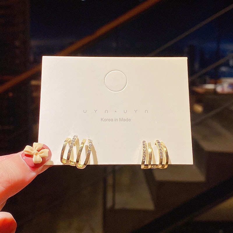 Bông tai mạ bạc 925 thiết kế hình học độc đáo