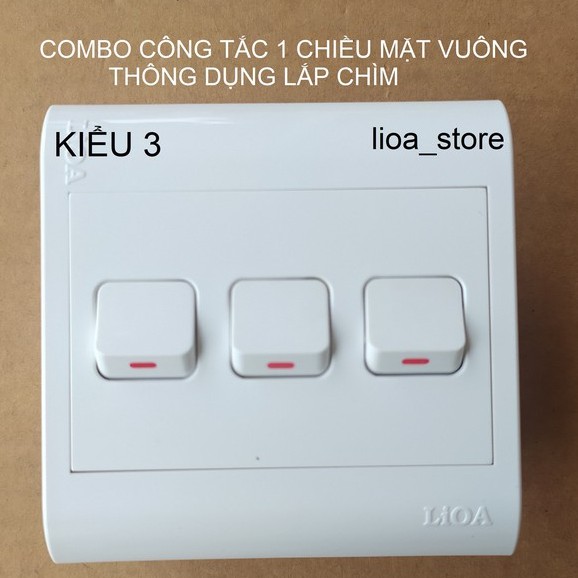 COMBO CÔNG TẮC 1 CHIỀU MẶT VUÔNG THÔNG DỤNG LẮP CHÌM.